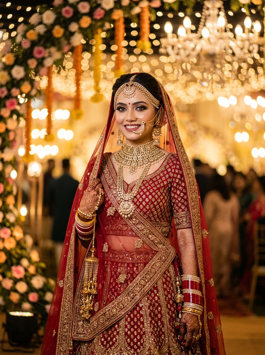 Beautiful Indian bride with luxury bridal makeup
